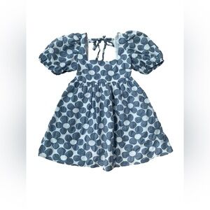 Altar’d State Size XS Blue and White Floral Babydoll Puff Sleeve Open Back Dress
